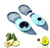 Fácil de usar：Mango de silicona, puede separar la picadora y el divisor, y dejar rastro y cortar de forma fácil y segura a los aguacate, el núcleo de aguacate de cualquier tamaño se puede quitar fácilmente, la hoja de plástico es lo suficientemente afilada para cortar alrededor del aguacate.