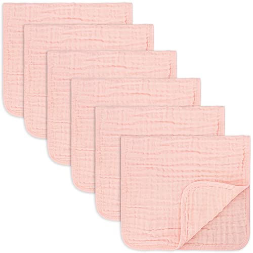 Comfy Cubs Muslin Burp Chiffons Paquet de 6 Grandes débarbouillettes 100% Coton Main 6 Couches supplémentaires et Absorbent Soft (Rose, Lot de 6) Cover