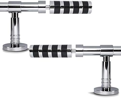 GCurtain Cylinder Standard 3/4 inch Adjustable Easy Install Heavy Duty Decorative Window Curtain Rod Set, 120-160 inch, Mirror Finish with Black Acrylic (MAC8014-D)