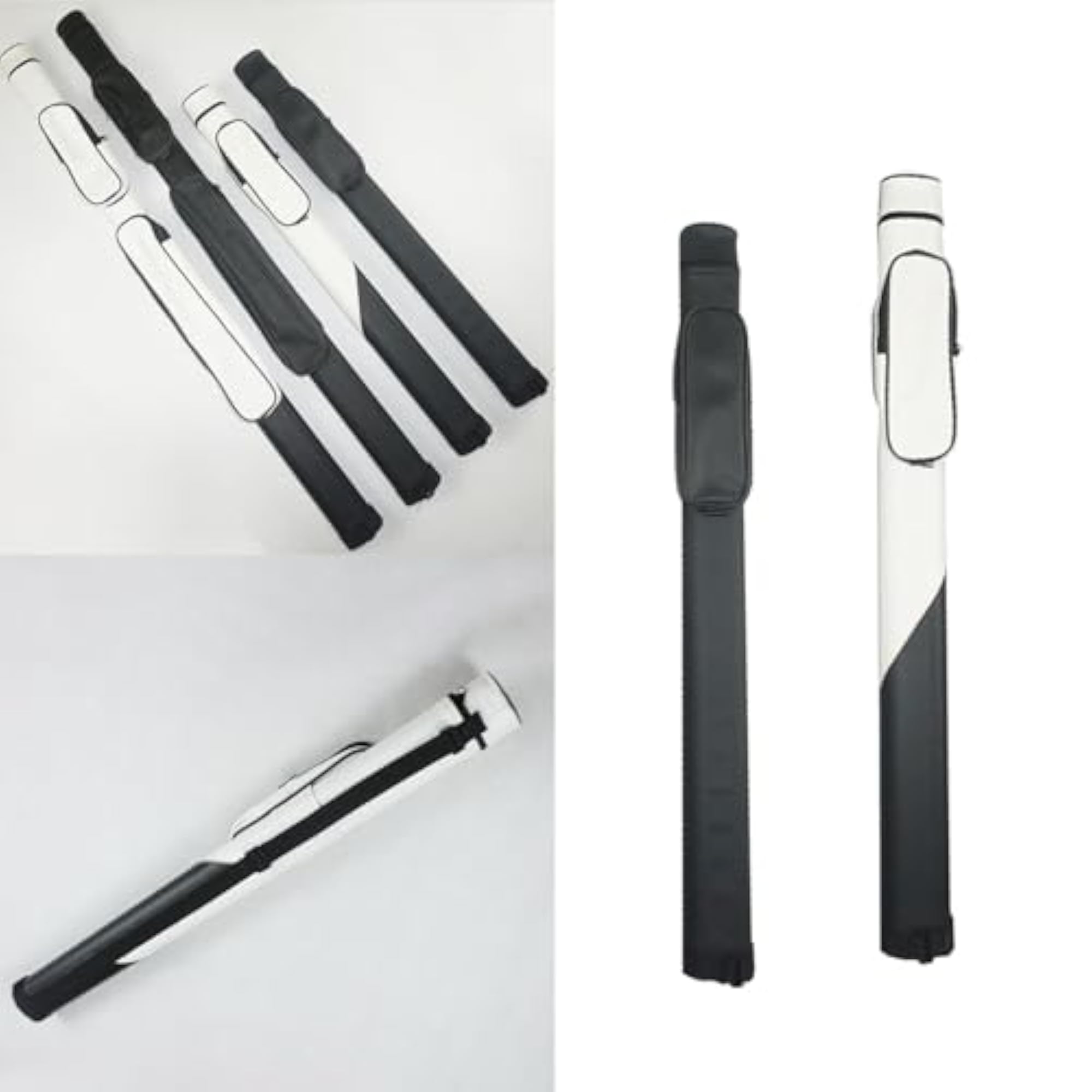 Pool Cue Sticks Bag with Wear Resistant Carrying Case, White & Black