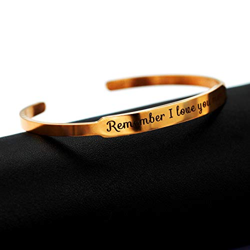 Image of Uloveido Charm Comfort Fit Stainless Steel Bangle Remember I Love You Mom Initial Cuff Bracelet Mother Day Mother's Gifts Y458