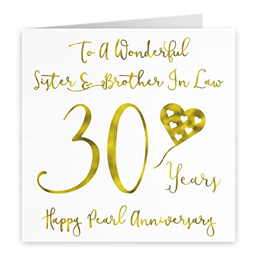 Hunts England, Large Sister And Brother In Law 30th Anniversary Card, To A Wonderful Sister & Brother In Law, 30 Years - Image 2
