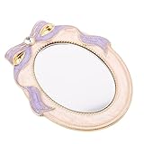 MERRYHAPY Small Vintage Portable Makeup Mirror for Compact Violet Handheld Vanity Mirror with Rhinestone Bow for Purse and Daily Use