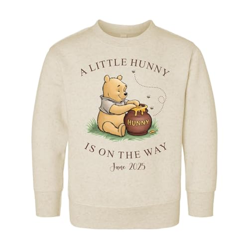 Voila Print A Little Hunny Is on the Way Onesie, Baby Bodysuit, Baby Shirt, Toddler Sweatshirt - Custom Pooh Bear Announcement Outfit