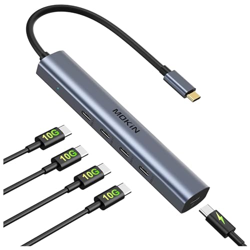 10Gbps USB C Splitter 5 IN 1 USB C HUB Multiport Adapter with 4*USB C 3.1 and USB C 100W Power Delivery, USB C to USB C Port Hub for Dell HP MacBook iMac (Not Support Monitor)