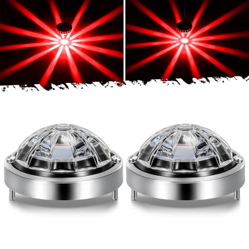 Partsam 2Pcs Glass Lens Low Profile Watermelon Lights Red LED Turn Signal Marker Light Aluminum Alloy Base, Suitable for 10-30V Vehicles, Semi Trucks, Trucks, Pickup, Off-road