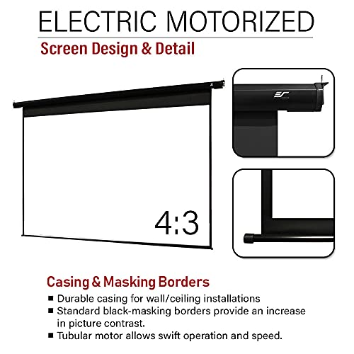 Akia Screens 104-Inch Motorized Projector Screen, 4:3, Electric Drop Down Projector Screen with Remote, Wall or Ceiling Mount, 4K/8K Ready, Black Case, AK-MOTORIZE104V1 - Thumbnail 5