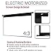Akia Screens 104 inch Motorized Electric Remote Controlled Drop Down Projector Screen 4:3 8K 4K HD 3D Retractable Ceiling Wall Mount Black Projection Screen Office Home Theater Movie AK-MOTORIZE104V1