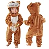 MICHLEY Baby Animal Costume Toddler Hooded Romper for 6-12 Months, Halloween Cosplay Jumpsuit, Bear