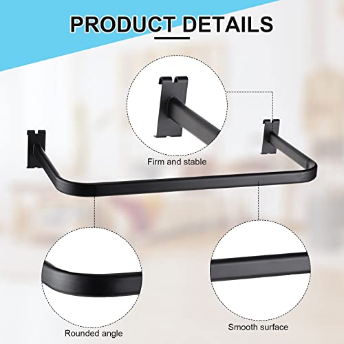 Hicarer 2 Pieces Gridwall Accessories U Shaped Handrail 24 Inch Wide Gridwall Clothing Rack Metal Display Rail Fixture Curved Tube Hanger Grid Wall Bracket for Retail Display Home Use(Black) - Thumbnail 3