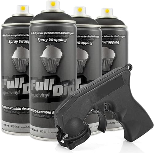 Genérico Pack Llantas Vinilo LIQUIDO Full Dip 4 Sprays Negro Mate
