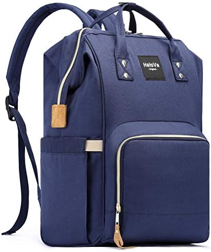 HaloVa Diaper Bag, Baby Nappy Bag, Large Capacity Mommy Daddy Travel Backpack, Blue