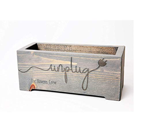 Unplug Box Rustic Wood Planter - Personalized Family Cell Phone Holder With Optional Charging Station #TOP2