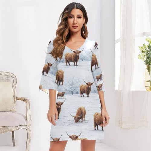 Robe de plage Highland Cows fluide pour dissimuler le maillot avec style