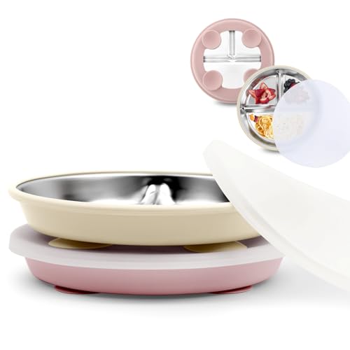 Bakpoco Stainless Steel Toddler Suction Plate with Lid, Deeper 9