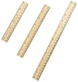 Vesslam 3 Pack Wooden Ruler Set, 6, 8, 12 Inch Rulers, High-Quality Metric Ruler, Easy to Read, mm, Sturdy and Durable Straight Edge for Drawing, Home, Office, Engineering