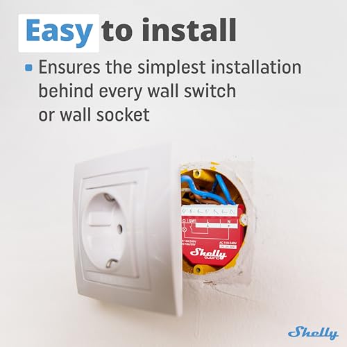 Shelly Wave 1PM, Z-wave Smart Schalter Relais, 1 Kanal, 16 A, mit Strommessung, Hausautomation, Z-Wave-Gateway erforderlich, Geringer Stromverbrauch, Repeater, Hohe Kompatibilität