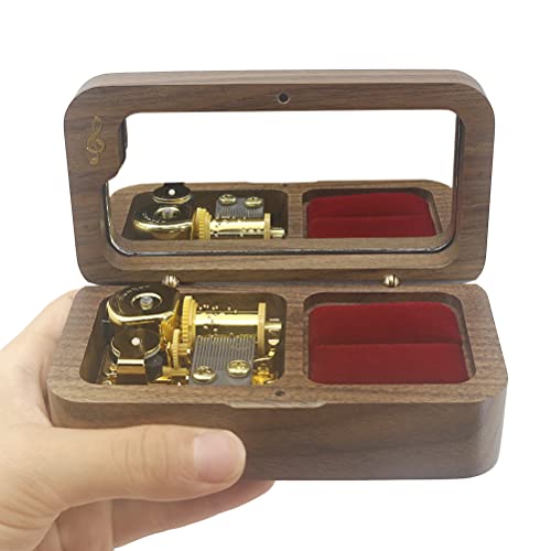 Softalk Vintage Wood Ring Jewelry Box Musical Boxs Gifts For Proposal Engagement Wedding Christmas Birthday Valentine's Day (Creative Walnut Wood, Tune ; Can't Help Falling In Love) #TOP3