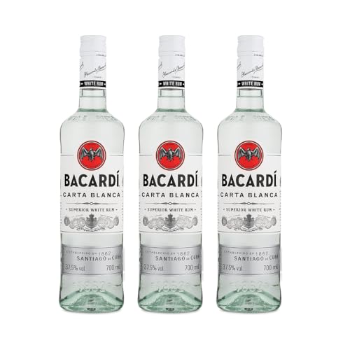 BACARDÍ Carta Blanca Superior White Rum | 37.5% ABV | Enjoy in Drinks or a Cocktail (Pack of 3 bottles x 1L)