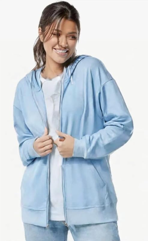 Image of Women's Full Sleeve Zip-Through Hoodie | Jacket for Women | Breathable, Solid Color Hooded Jacket with Front Zipper Closure