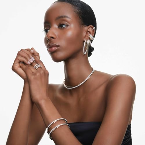 Swarovski Matrix Hoop Earrings, Round Cut, Clear, Rhodium Finished by Swarovski - Image 6