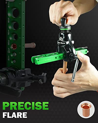 Image of Super Stars Flaring Tool Kit 1 /4in - 3 /4in Single Flare Tool HVAC 45 Eccentric Type Flare Tool with Pipe Cutter for Copper Tube Pipe (5 in 1 Kit)