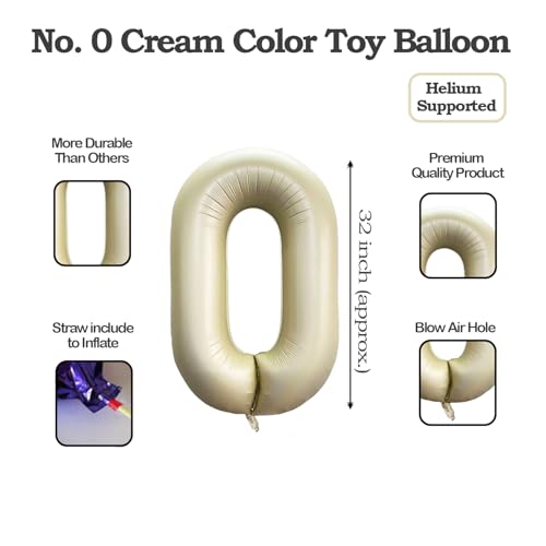 Image of Solid White 0 Zero Number Foil Balloons 32 inch Birthday Party Decoration Helium Supported