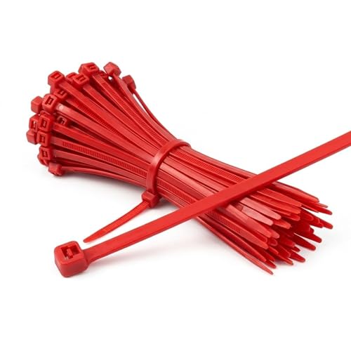 Image of Electronic Spices Cable Tie | 2.5x150mm | Heaener Organizer Tie | Self Locking Nylon Teeth Grip Heavy Duty Strong Zip Wire Fast (Red, Pack of 100)
