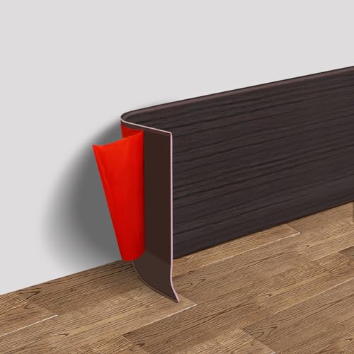 Vinyl Wall Base Baseboard Molding Trim 4" Flexible Self Adhesive Rubber Wall Base Moulding Trim Peel and Stick Design, 4 Inch x 200 Feet, Black Walnut Wood by FONUNO - Used condition - US$198.54