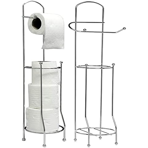 ASHLEY HOUSEWARES Ashley BB-TH101 Toilet Roll Stand and Paper Holder, Stainless Steel, Silver, 66 cm Cover