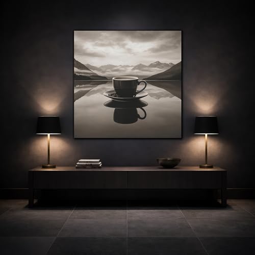 Toile Nature Coffee Cup monochrome de qualité supérieure avec châssis de 3cm