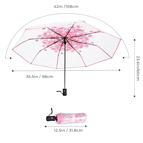 Image of VOGARD Windproof Travel Umbrella, Compact Auto Folding Umbrella for Rain & Sun, Strong Frame Lightweight Portable Umbrella for Men & Women
