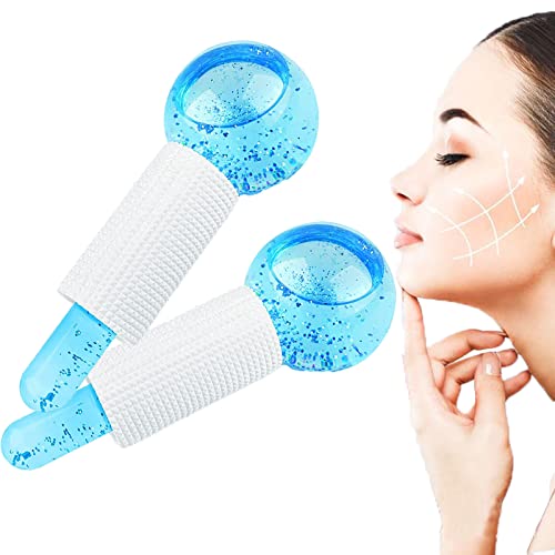 Bola de Masaje Ice Cool Roller, Bolas de Masaje Frío, Masajeador facial, 2 Bolas de Masajes Faciales, Hockey Sobre Hielo y Frío para Masaje de La Piel, ideal para Bolsas de Los Ojos, Cuello (Azul)
