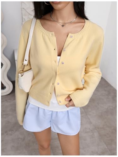 SOLY HUX Button Down Lightweight Cardigans for Women Trendy Crop Cardigan Sweaters Cute Knitwear Back to School Outfits4