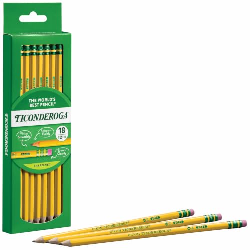 Image of Ticonderoga Wood-Cased Pencils, Pre-Sharpened, #2 HB Soft, Yellow, 18 Count