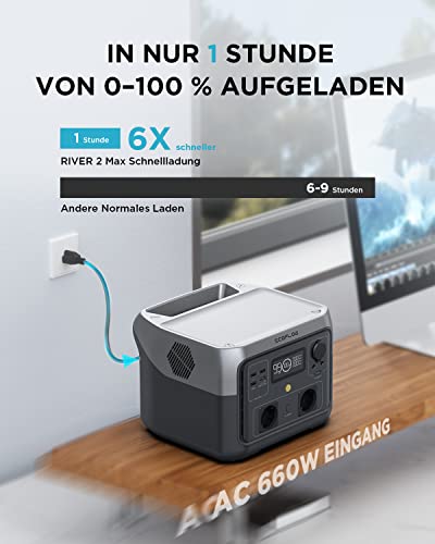 EF ECOFLOW RIVER 2 MAX Powerstation 512 Wh Tragbare Solargenerator