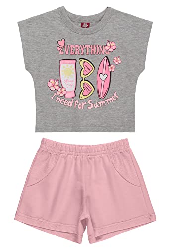 Conjunto Infantil Feminino Cropped E Short Bee Loop