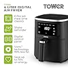 Tower T17205AFR Digital Single Basket Air Fryer, 4L Capacity, Overheat Protection, 1300W, Black, Medium