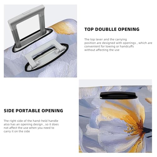 White And Gold Flowers Elegant Elastic Travel Luggage Covers Dustproof Scratch-Resistant Suitcase Protector Fit 22-24 Inch3