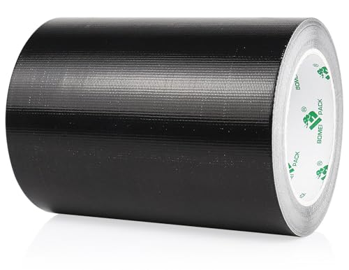 BOMEI PACK Adhesive Black Aluminum Foil Heat Shield Tape Barrier 6in x 66ft, Fiberglass Thermal Insulation Reflective Material High Temp Protection 1 Pack