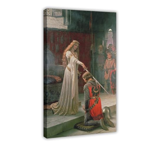 Toile The Accolade d'Edmund Blair Leighton, décoration murale médiévale pour bureau et chambre