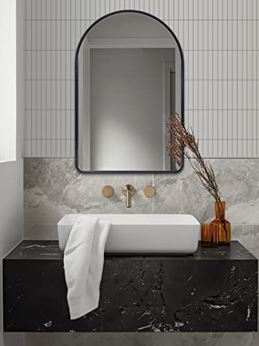 Andy Star Mirrors For Wall, 20X30 Mirror, Black Arched Mirror, Modern Black Vanity Mirror For Bathroom Arched Top Design Tube Iron Metal Frame 1’’ Deep Wall-Mounted Mirror Vertically #TOP7