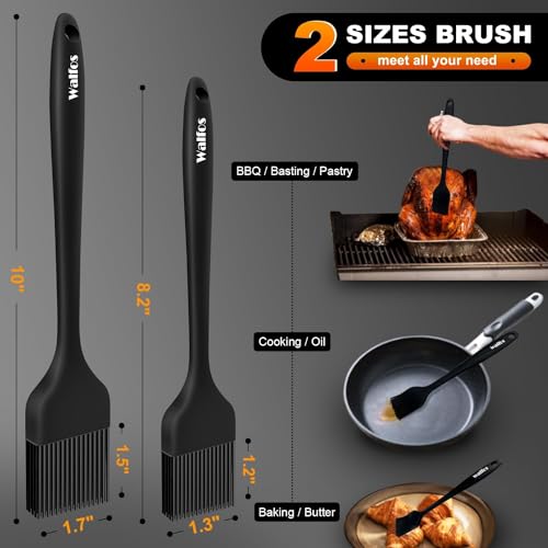 Image of Walfos 600F Heat Resistant Silicone Basting Brushes BPA Free Pastry Brush, Spread Oil Butter Sauce for BBQ Grill Baking Kitchen Cooking, Dishwasher Safe (2 SIZE)