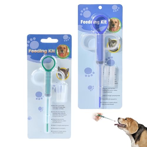 UZYXC 2Pcs Lance Pilule Chat, Bleu et Vert avec Embouts Souples, Pilule Chat Distributeur de Médicaments pour Animaux, Seringue Réutilisable, Facile à...