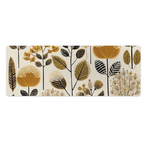 Tapis de souris fleur dorée antidérapant pour clavier et jeux en caoutchouc