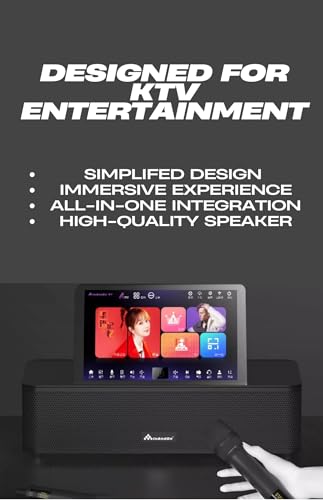 Sistema de karaoke de pantalla táctil de 14 pulgadas con 2 micrófonos inalámbricos, descargas de canciones en la nube de alta velocidad, compatible con KTV, MP3, Bluetooth, salida HDMI y