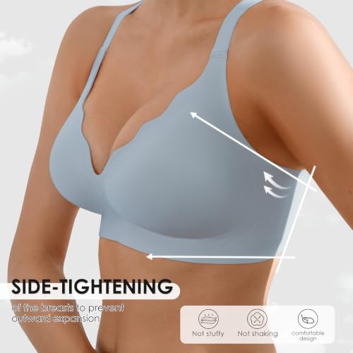 Image of Seamless Wireless Bra for Women with Support - No Underwire Full Coverage Push Up Comfort Bras - Back Fat Smoothing Bralettes