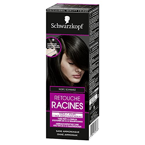 Schwarzkopf - Retouche Racines Tenue 7 Jours - Coloration Temporaire - Couverture des Cheveux Blancs - Tube Prêt à l'Emploi - Sans Ammoniaque - Noir
