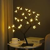 Biegsame Zweige: Die Zweige dieser Mini Lichtbaum Stehlampe sind weich, aber dennoch robust und können Weihnachtskugeln und verschiedene Weihnachtsanhänger tragen. Sie können beliebigen Schmuck am Baum aufhängen. Sie können auch andere Ornamente verwenden, um diese Weihnachtsbeleuchtung zu dekorieren. Die beleuchtete Nachttischlampe schafft eine gemütliche Atmosphäre für das Zimmer und ist perfekt für die Weihnachtsdekoration.