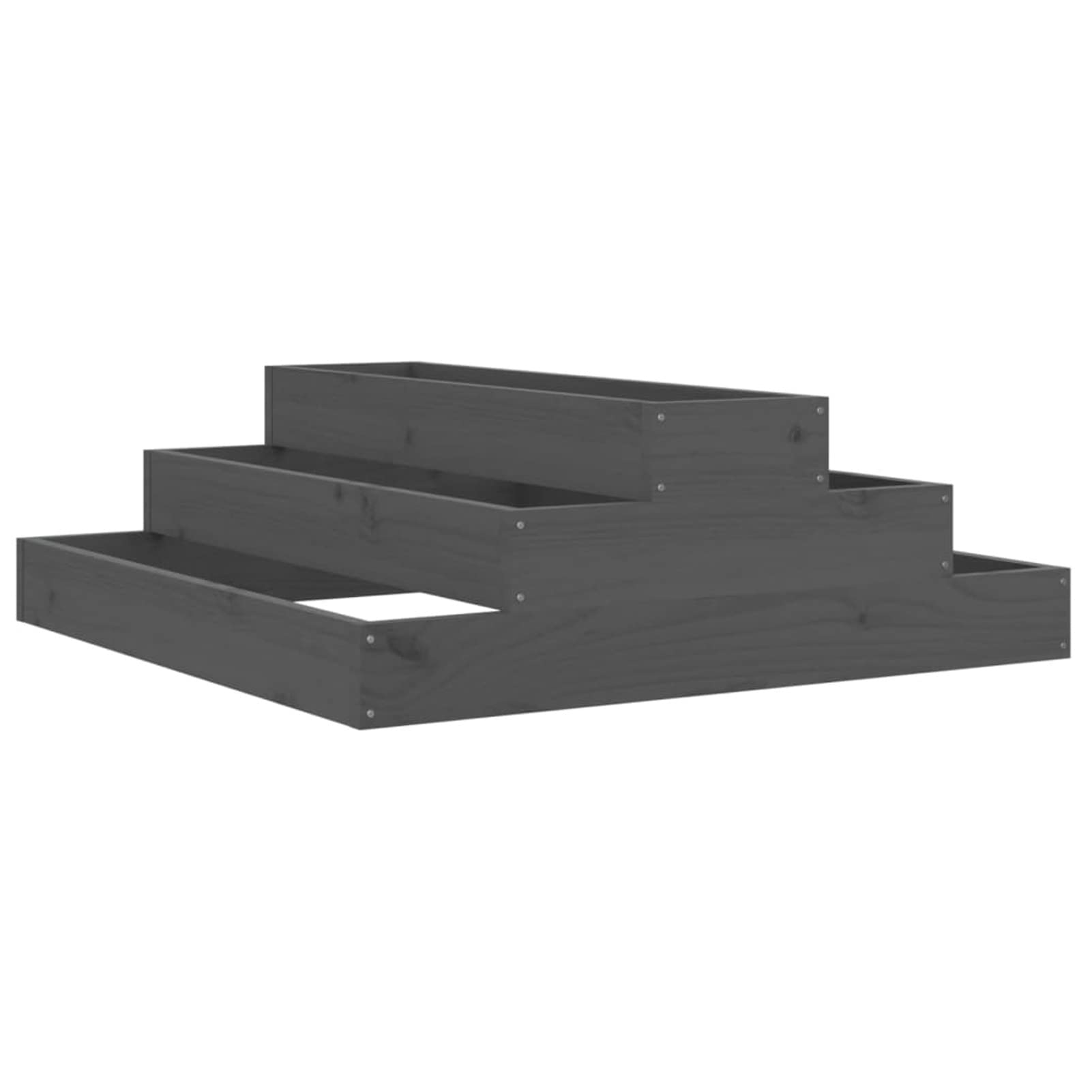 Festnight Jardiniere Bois Potager Exterieur Carré à Plantes en Bois Jardinière à 3 Etages en Bois,pour Balcon Serre Terrasse Cour, Bois Massif de pin-Gris pine-80 x 80 x 27 cm